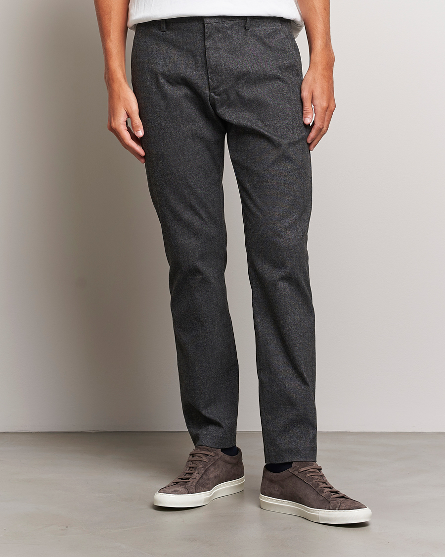 Uomini | Chinos | NN07 | Theo Brushed Cotton Trousers Black Melange