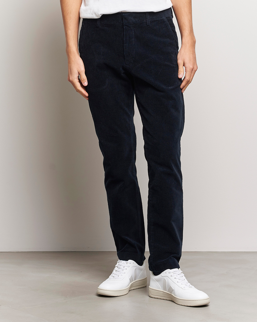 Uomini |  | NN07 | Theo Regular Fit Corduroy Chinos Navy Blue