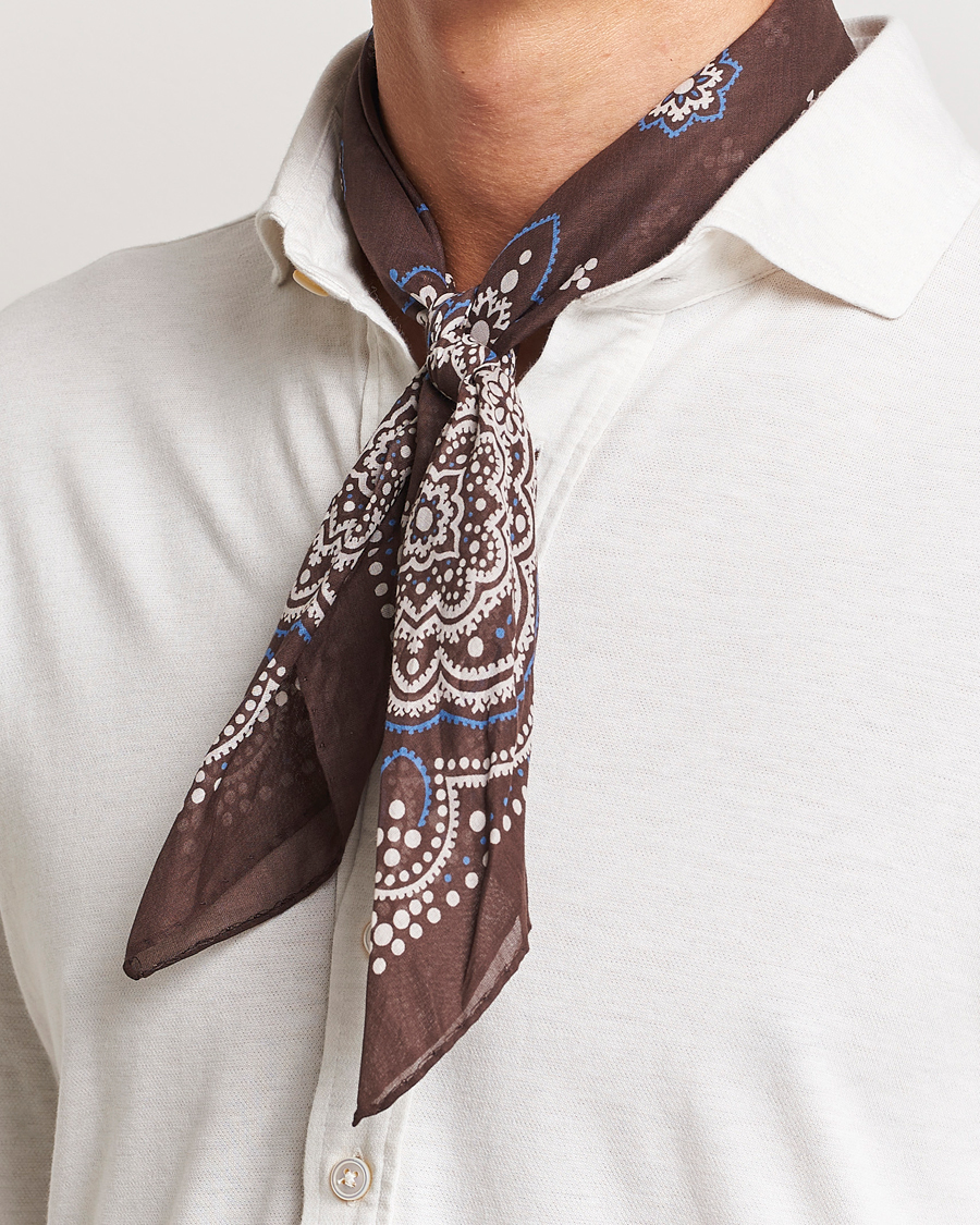 Uomini | Business & Beyond | Amanda Christensen | Cotton Voilé Printed Flower Bandana Brown