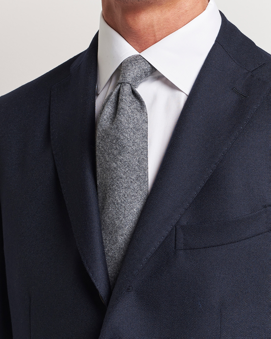 Uomini | Cravatte | Amanda Christensen | Wool Flannel 8cm Tie Grey Melange