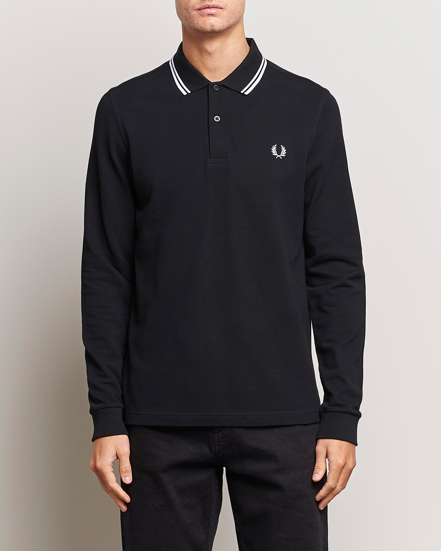 Uomini | Best of British | Fred Perry | Long Sleeve Twin Tipped Shirt Black