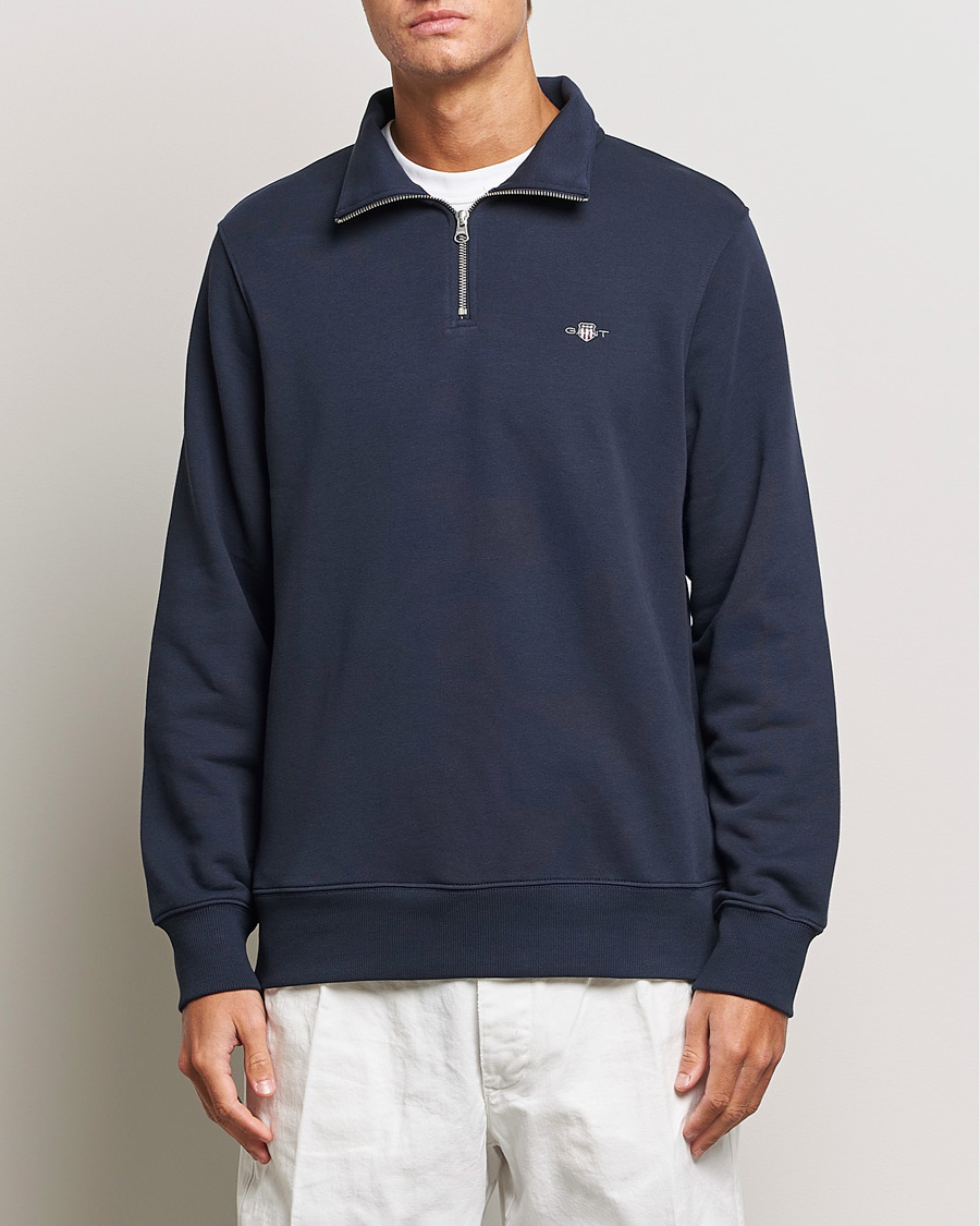 Uomini |  | GANT | Original Shield Half Zip Sweater Evening Blue