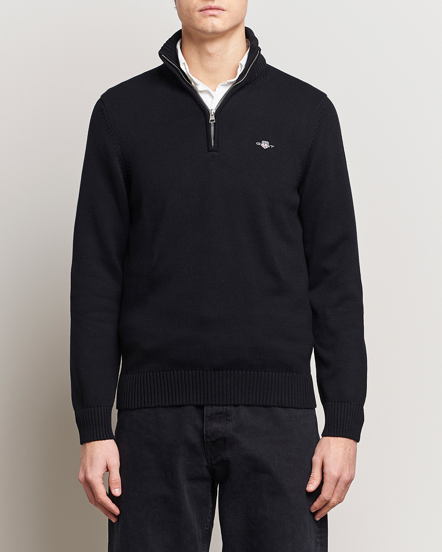 Uomini | GANT | GANT | Cotton Half Zip Black