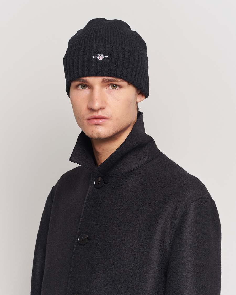 Uomini | Berretti invernali | GANT | Wool Lined Beanie Black