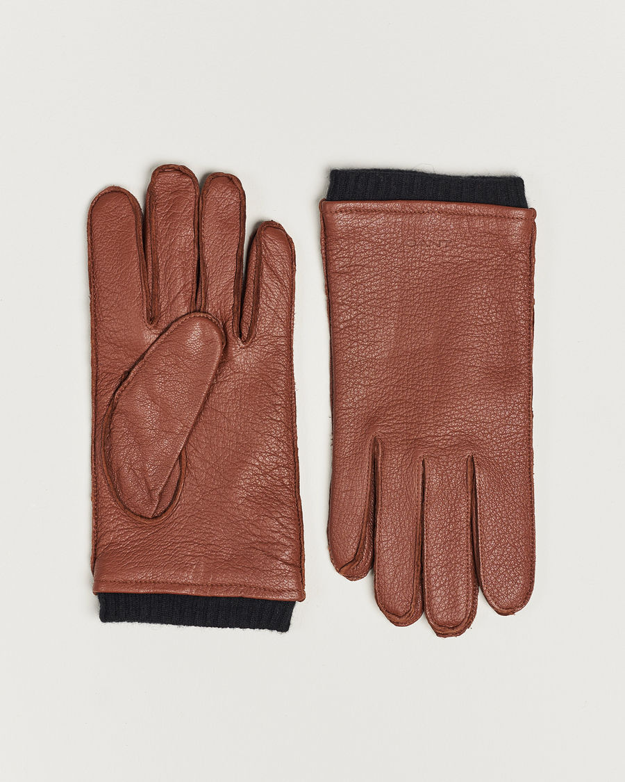 Uomini | GANT Wool Lined Leather Gloves Clay Brown | GANT | Wool Lined Leather Gloves Clay Brown