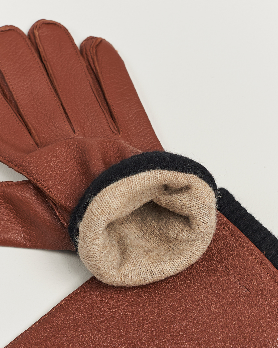 Uomini | GANT Wool Lined Leather Gloves Clay Brown | GANT | Wool Lined Leather Gloves Clay Brown