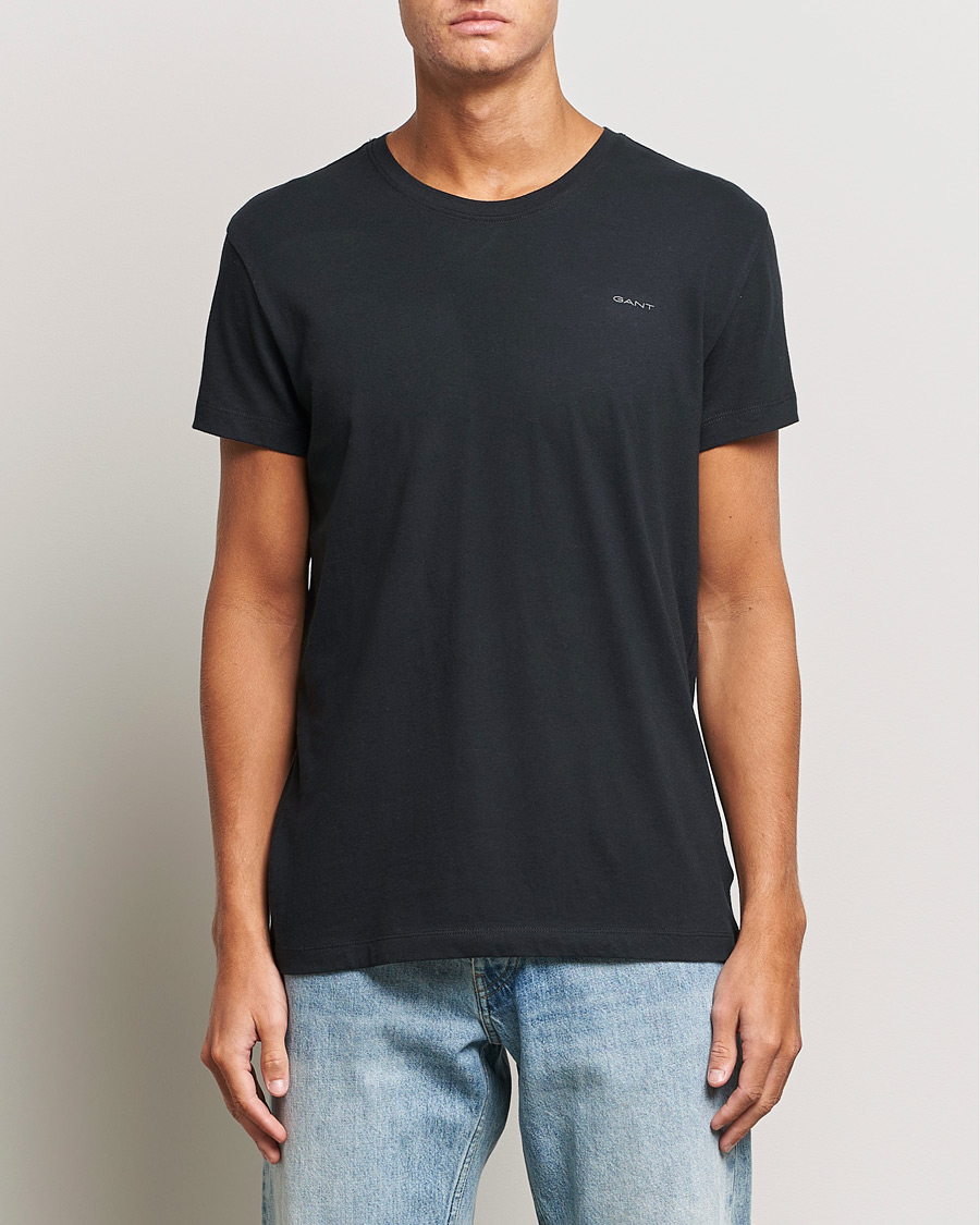 Uomini | GANT | GANT | 2-Pack Crew Neck T-Shirt Black/White