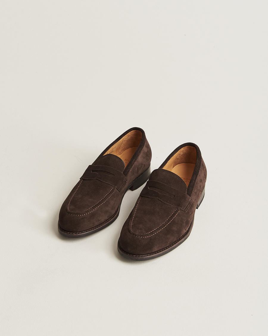 Uomini | Scarpe fatte a mano | Myrqvist | Stenhammar Loafer Dark Brown Suede