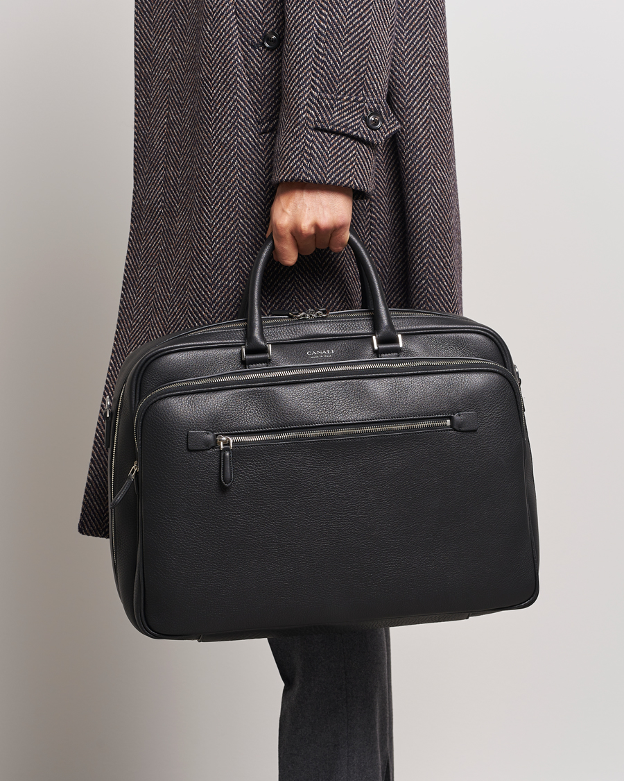 Uomini | Borse per il weekend | Canali | Grain Leather Weekend Bag Black