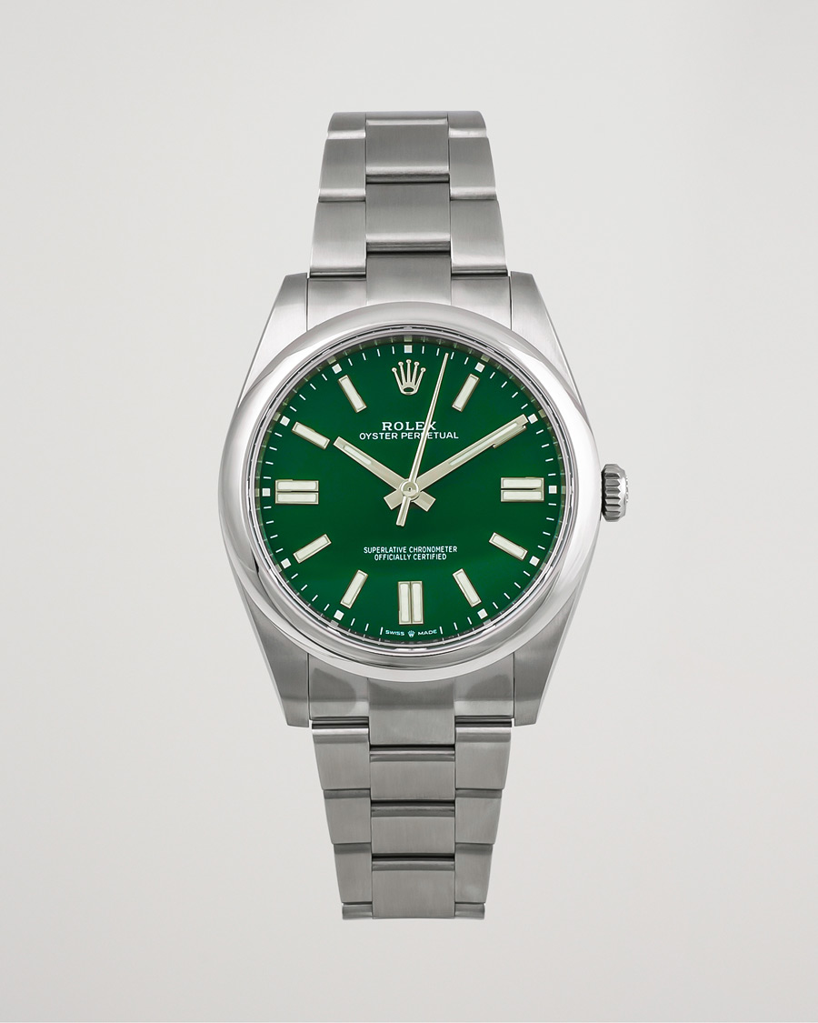 Uomini | Rolex Pre-Owned Oyster Perpetual 41 Green Steel | Rolex Pre-Owned | Oyster Perpetual 41 Green Steel