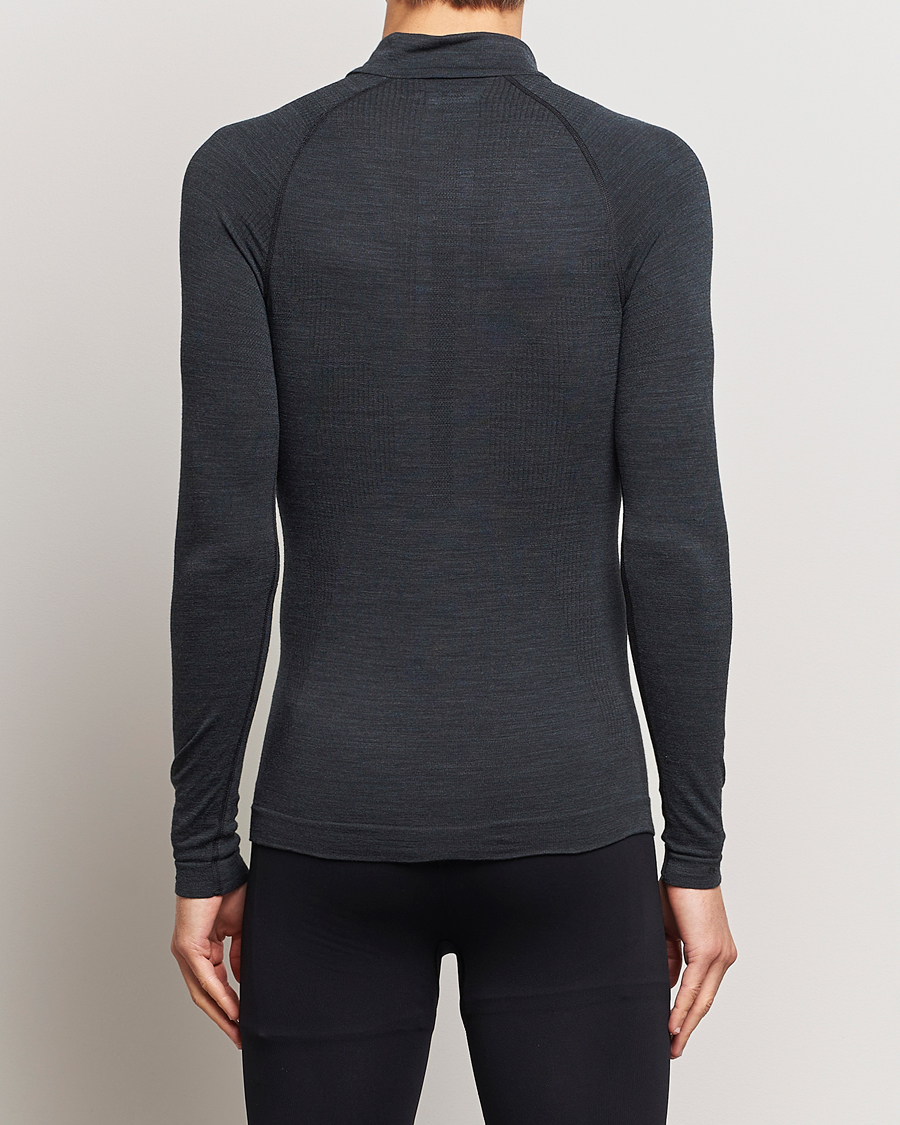 Uomini | Running | Falke Sport | Long Sleeve Wool Tech Half Zip Shirt Black