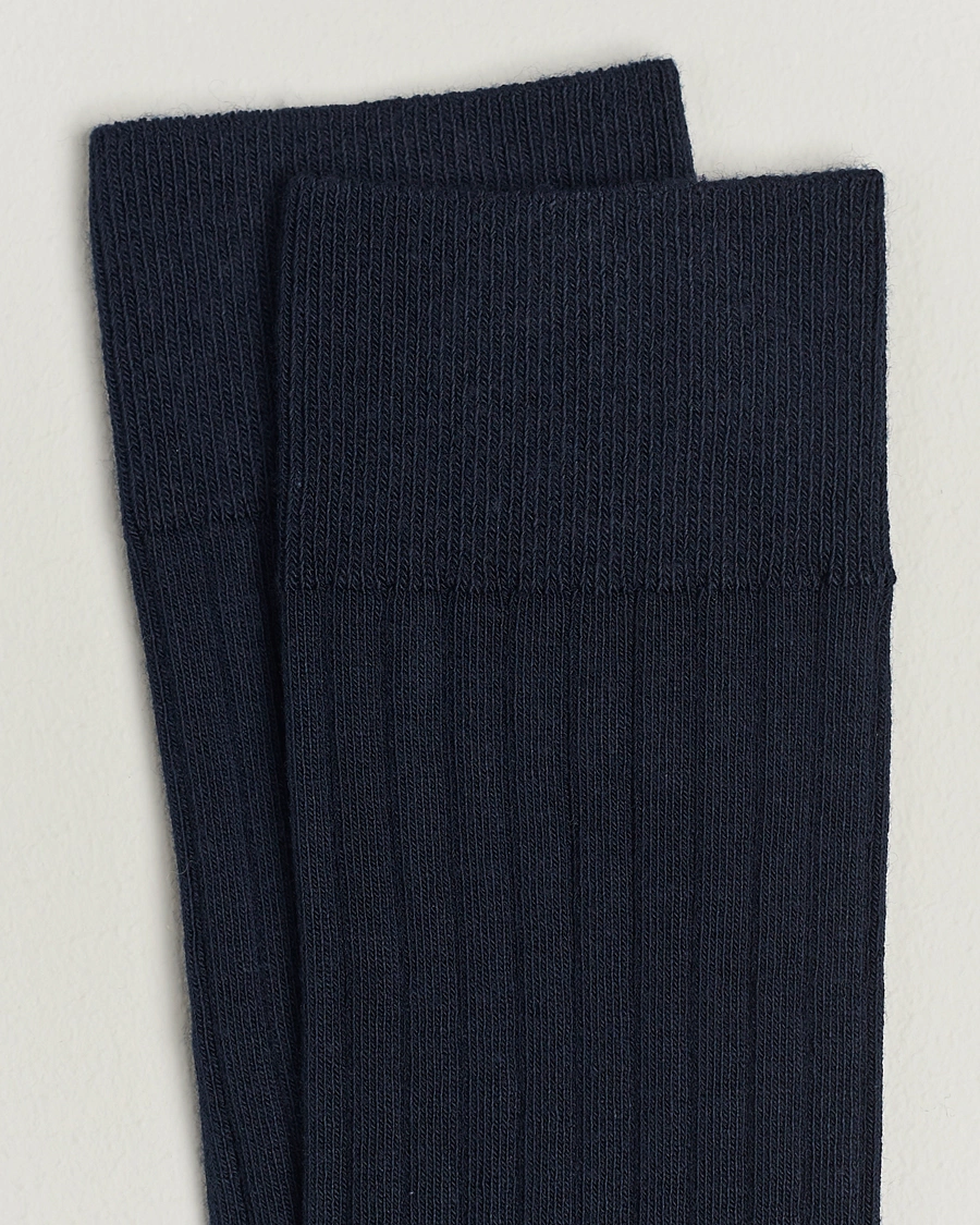 Uomini | Calzini per tutti i giorni | A Day\'s March | Ribbed Cotton Socks Navy