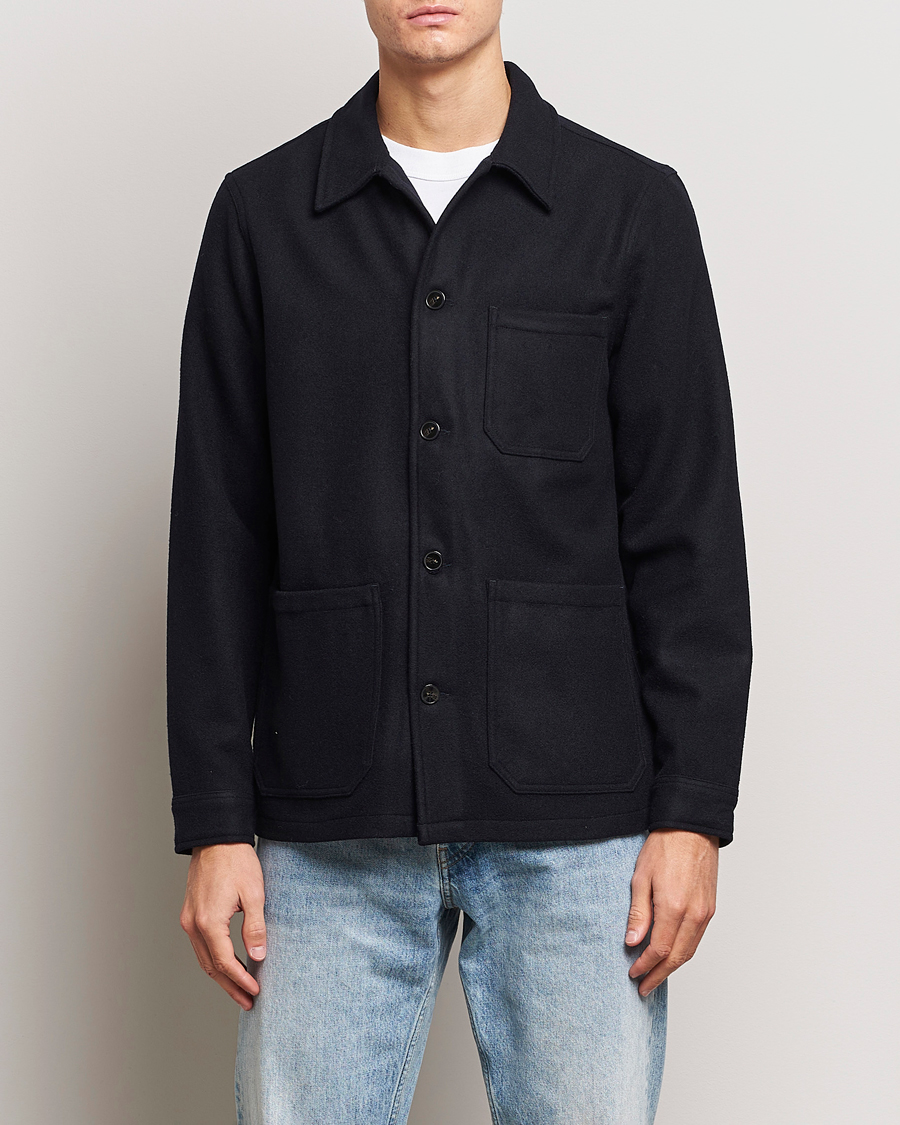 Uomini | Giacche | A Day's March | Wool Overshirt Navy