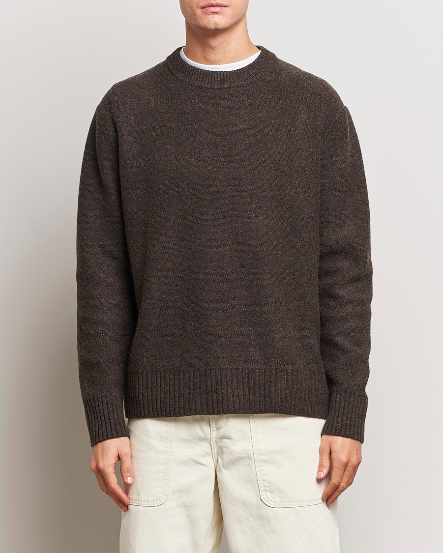 Uomini | Maglioni a maglia | A Day\'s March | Tietar Boiled Merino Sweater Java Brown