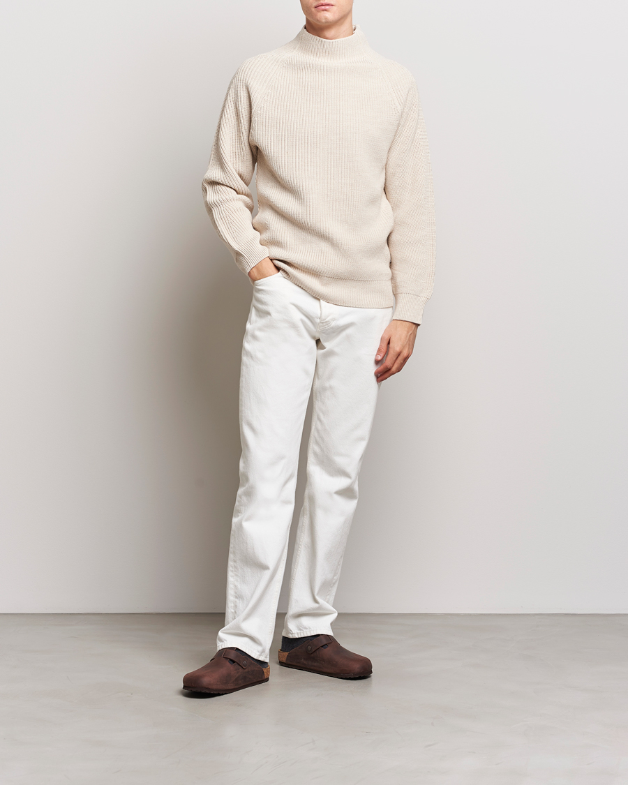 Uomini | Maglieria | NN07 | Liam Mock Neck Sweater Nature Melange