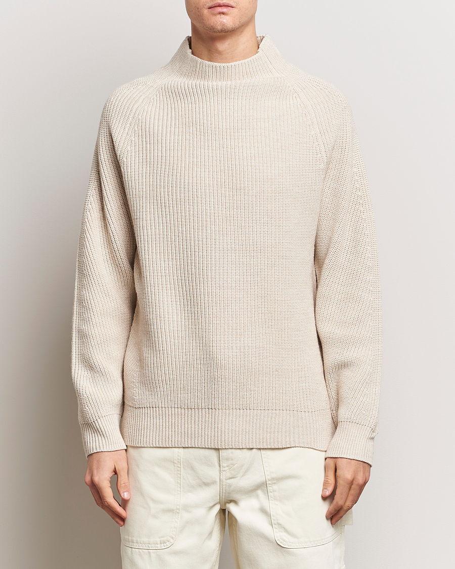 Uomini | Maglieria | NN07 | Liam Mock Neck Sweater Nature Melange