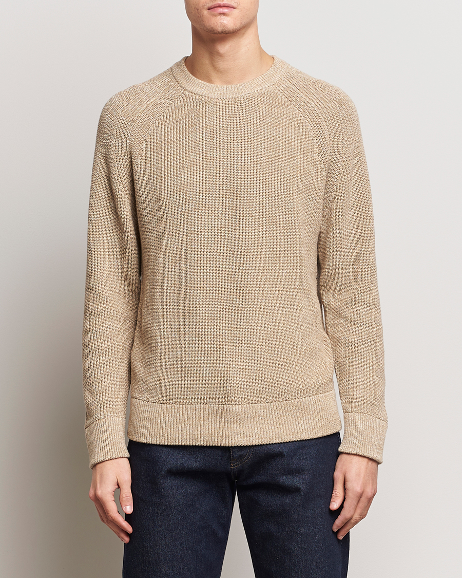 Uomini |  | NN07 | Jacobo Cotton Knitted Crew Neck Desert Khaki