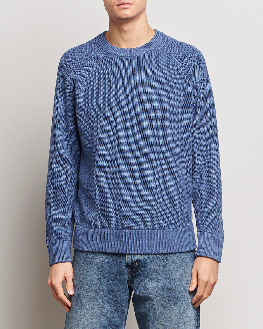 Uomini |  | NN07 | Jacobo Cotton Knitted Crew Neck Grey Blue