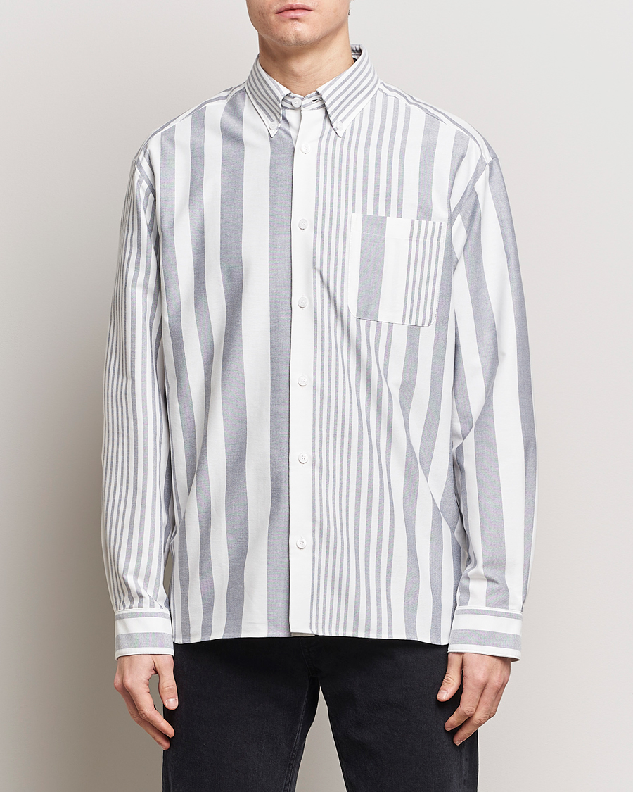 Uomini |  | A.P.C. | Mateo Striped Oxford Shirt Marine/White