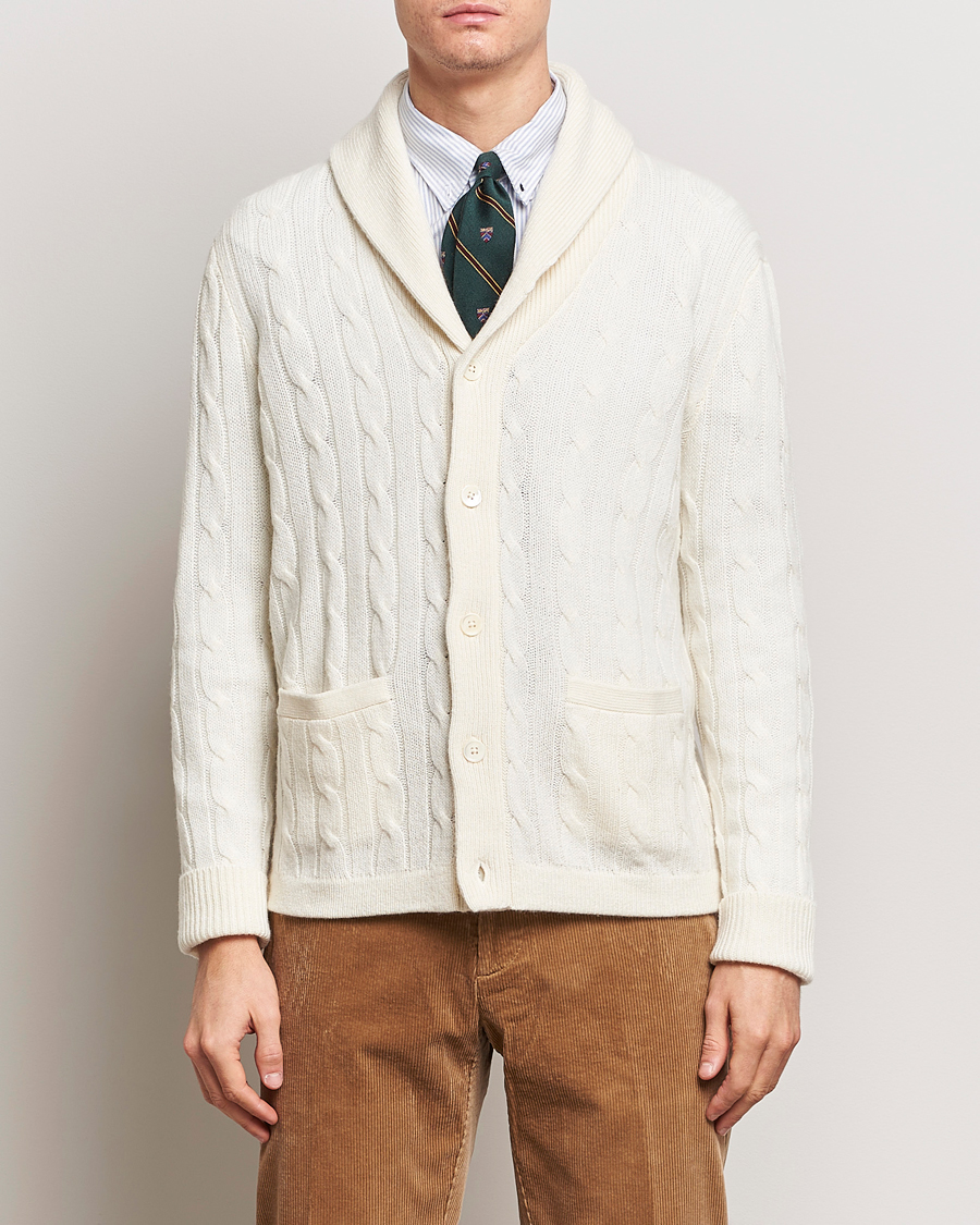 Uomini |  | Polo Ralph Lauren | Cashmere Cable Shawl Collar Cardigan Cream