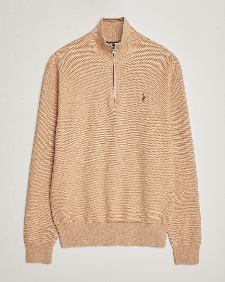 Uomini | Maglieria | Polo Ralph Lauren | Half Zip Cotton Pullover Camel Melange