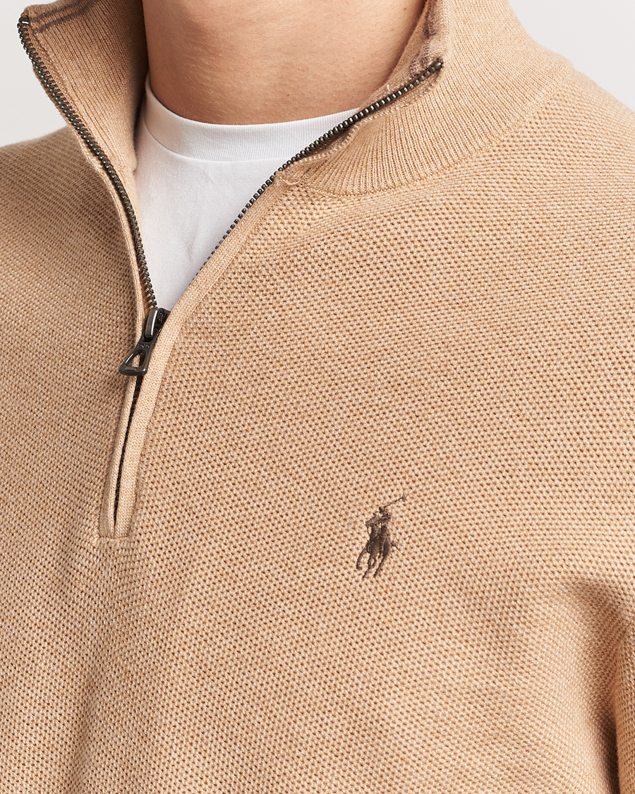 Uomini | Maglieria | Polo Ralph Lauren | Half Zip Cotton Pullover Camel Melange