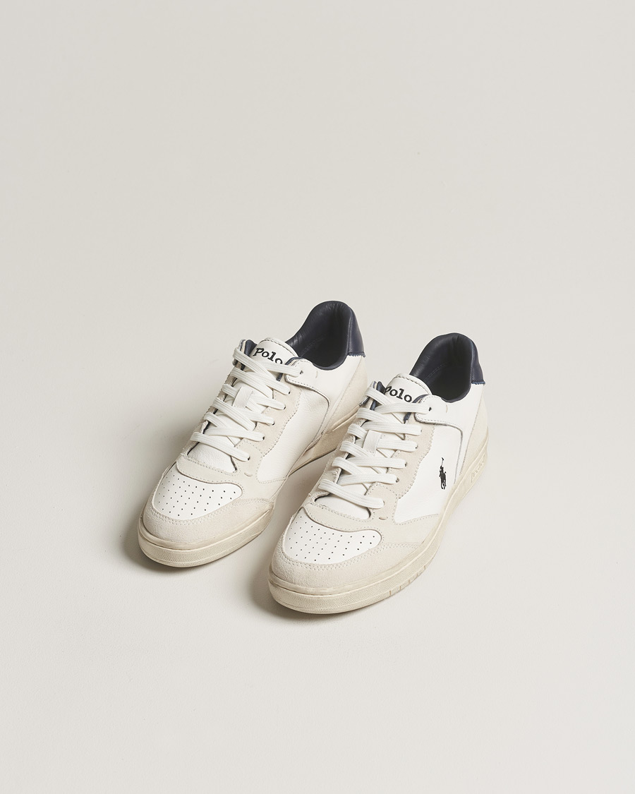 Uomini |  | Polo Ralph Lauren | Court Luxury Leather/Suede Sneaker White