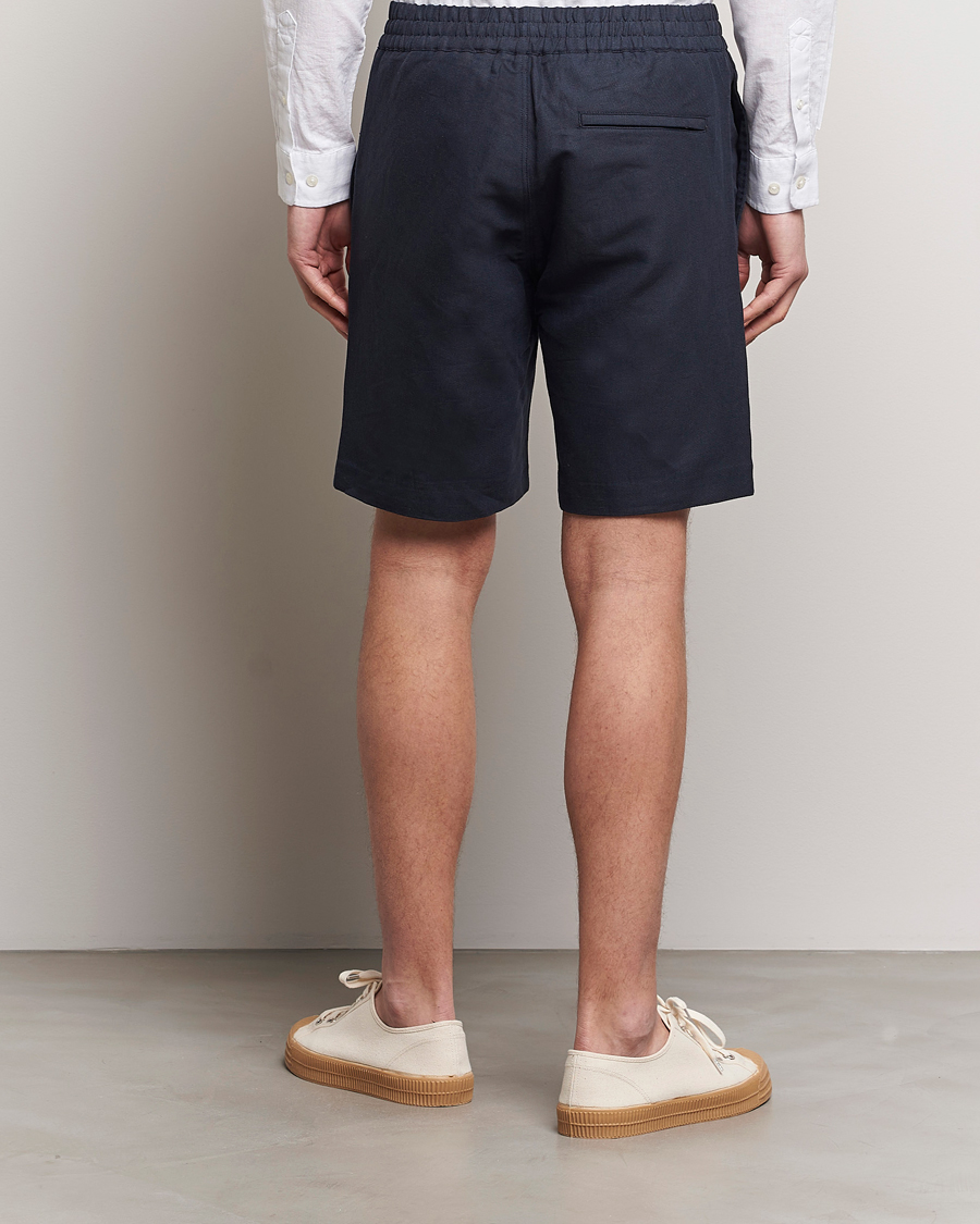 Uomini | Pantaloncini | Samsøe Samsøe | Smith Cotton/Linen Drawstring Shorts Salute Navy