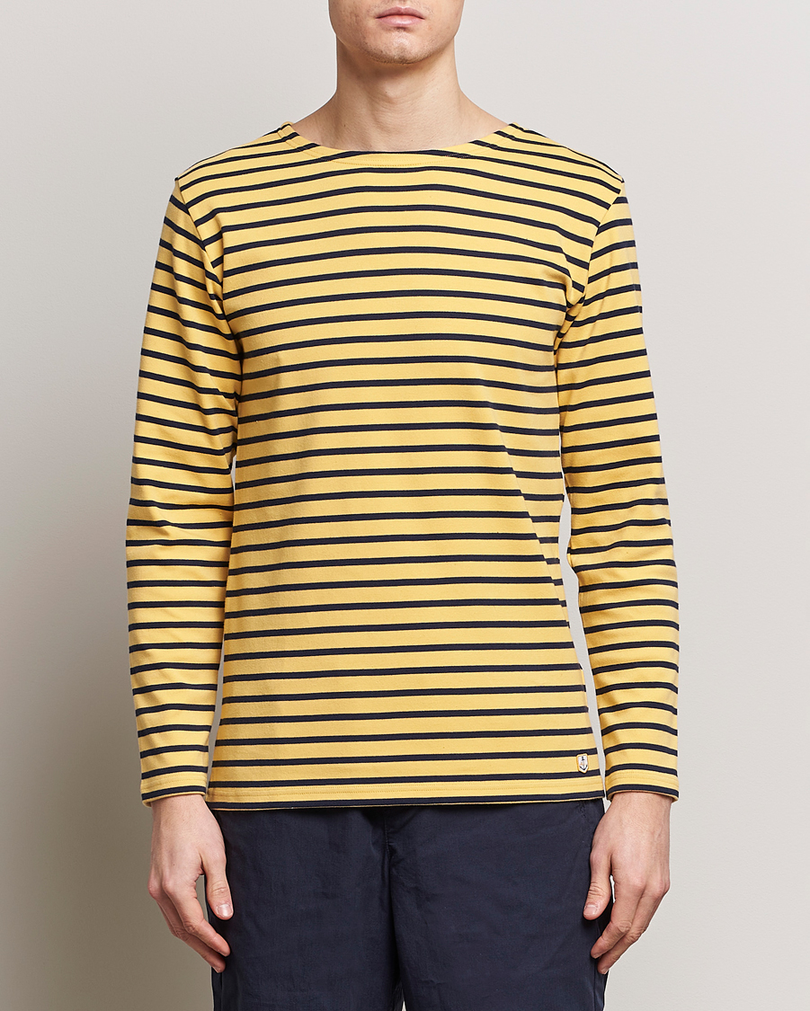 Uomini | Vendita | Armor-lux | Houat Héritage Stripe Long Sleeve T-Shirt Yellow/Marine