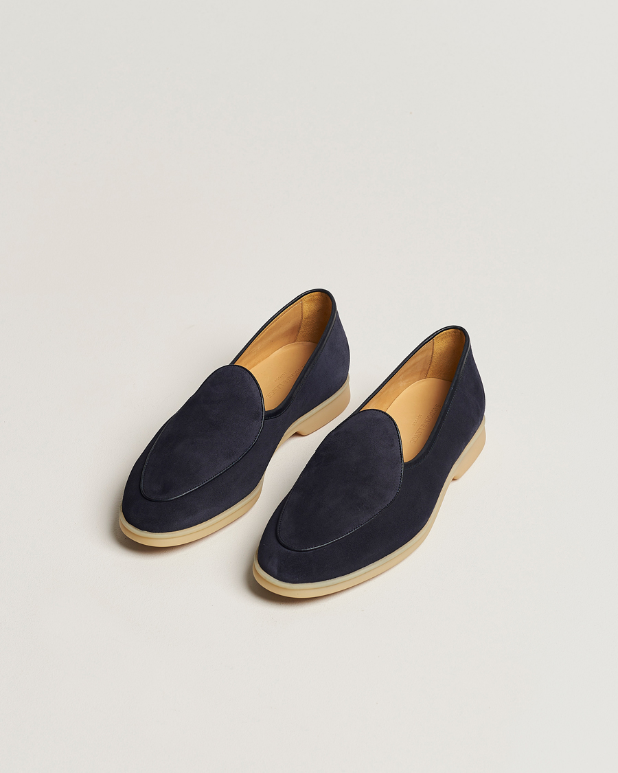 Uomini | Baudoin & Lange | Baudoin & Lange | Stride Loafers Navy Suede