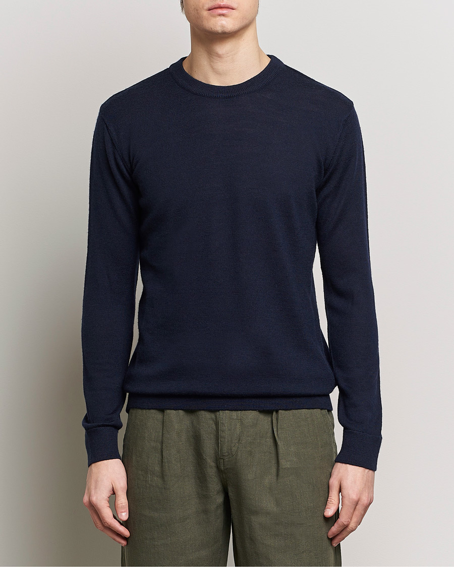 Uomini | Maglie a girocollo | KnowledgeCotton Apparel | Regular Merino Knit Crew Neck Total Eclipse