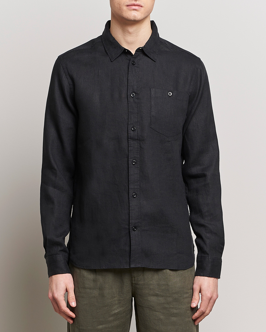 Uomini |  | KnowledgeCotton Apparel | Regular Linen Shirt Jet Black