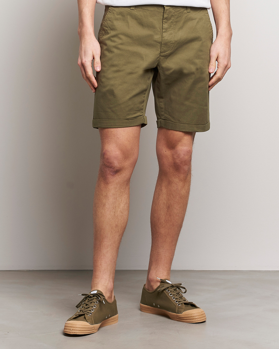 Uomini | KnowledgeCotton Apparel | KnowledgeCotton Apparel | Regular Chino Poplin Shorts Burned Olive