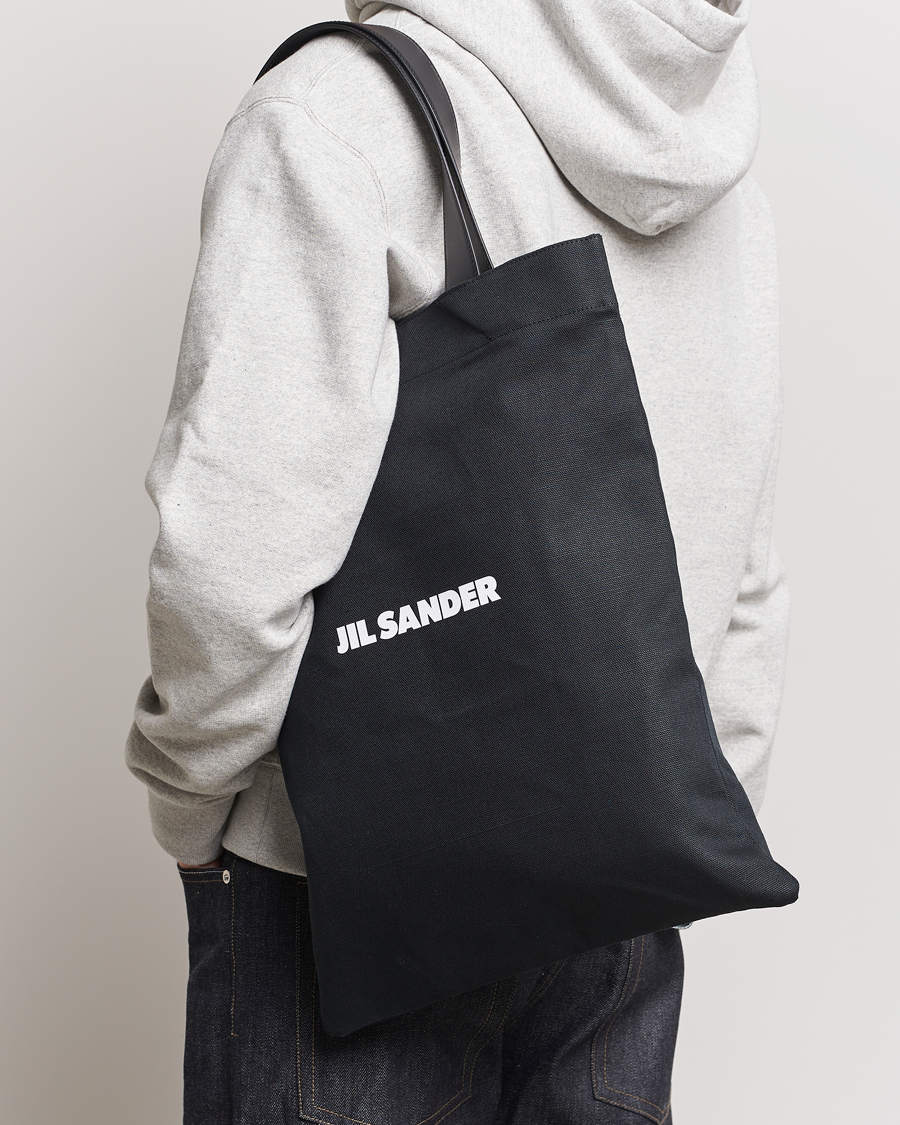 Uomini | Jil Sander Canvas Logo Totebag Black | Jil Sander | Canvas Logo Totebag Black