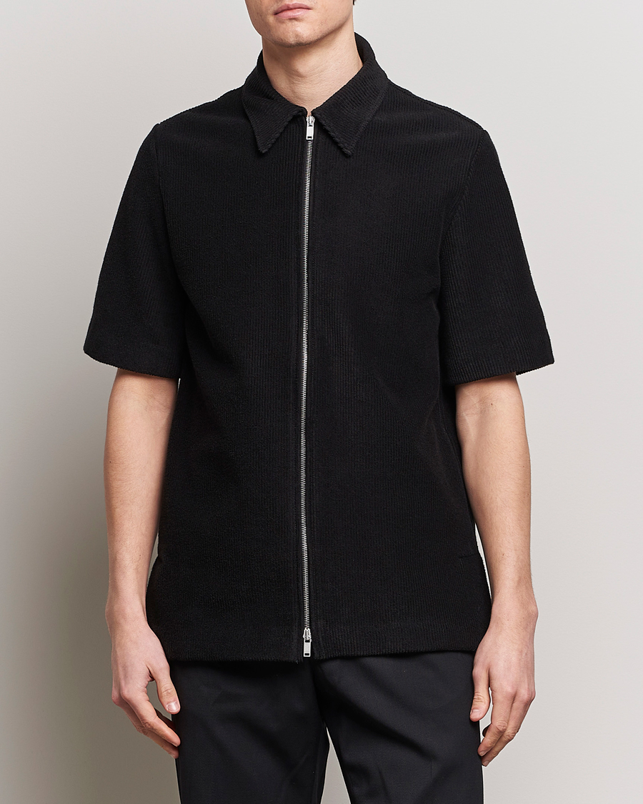 Uomini | Camicie a maniche corte | Jil Sander | Full Zip Camp Shirt Black