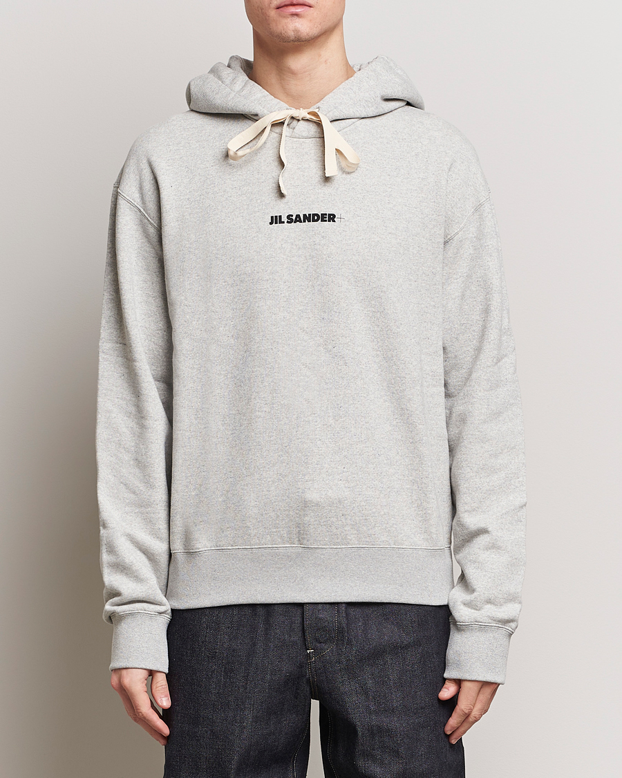 Uomini | Felpe con cappuccio | Jil Sander | Small Logo Cotton Hoodie Light Grey