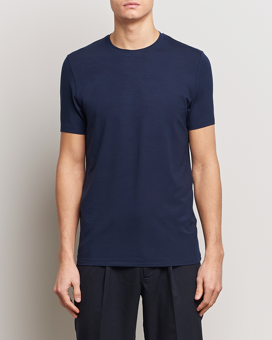 Uomini | Zimmerli of Switzerland | Zimmerli of Switzerland | Pureness Modal Crew Neck T-Shirt Navy