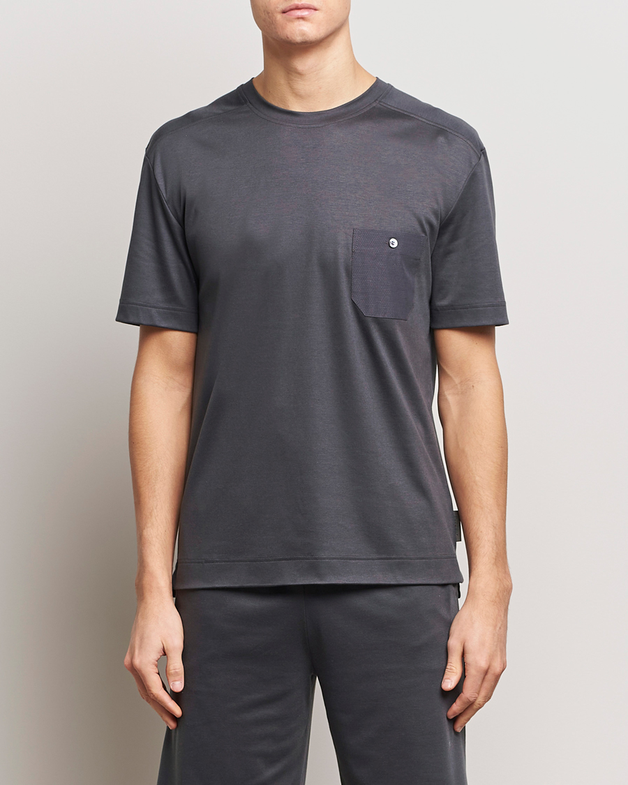 Uomini |  | Zimmerli of Switzerland | Cotton/Modal Crew Neck Loungwear T-Shirt Phantom