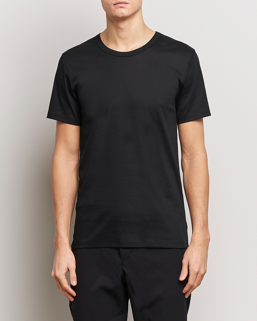 Uomini |  | Zimmerli of Switzerland | Mercerized Cotton Crew Neck T-Shirt Black