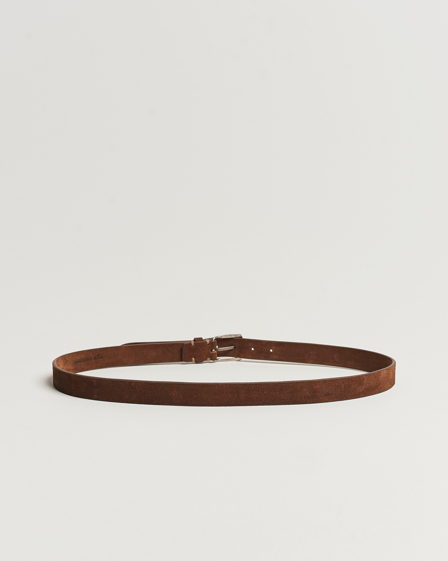 Uomini | Massimo Alba | Massimo Alba | Narrow Suede Belt Dark Brown