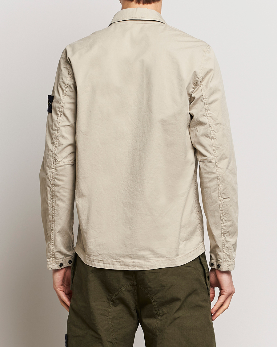 Uomini | Camicie | Stone Island | Cotton Twill Stretch Zip Overshirt Sand