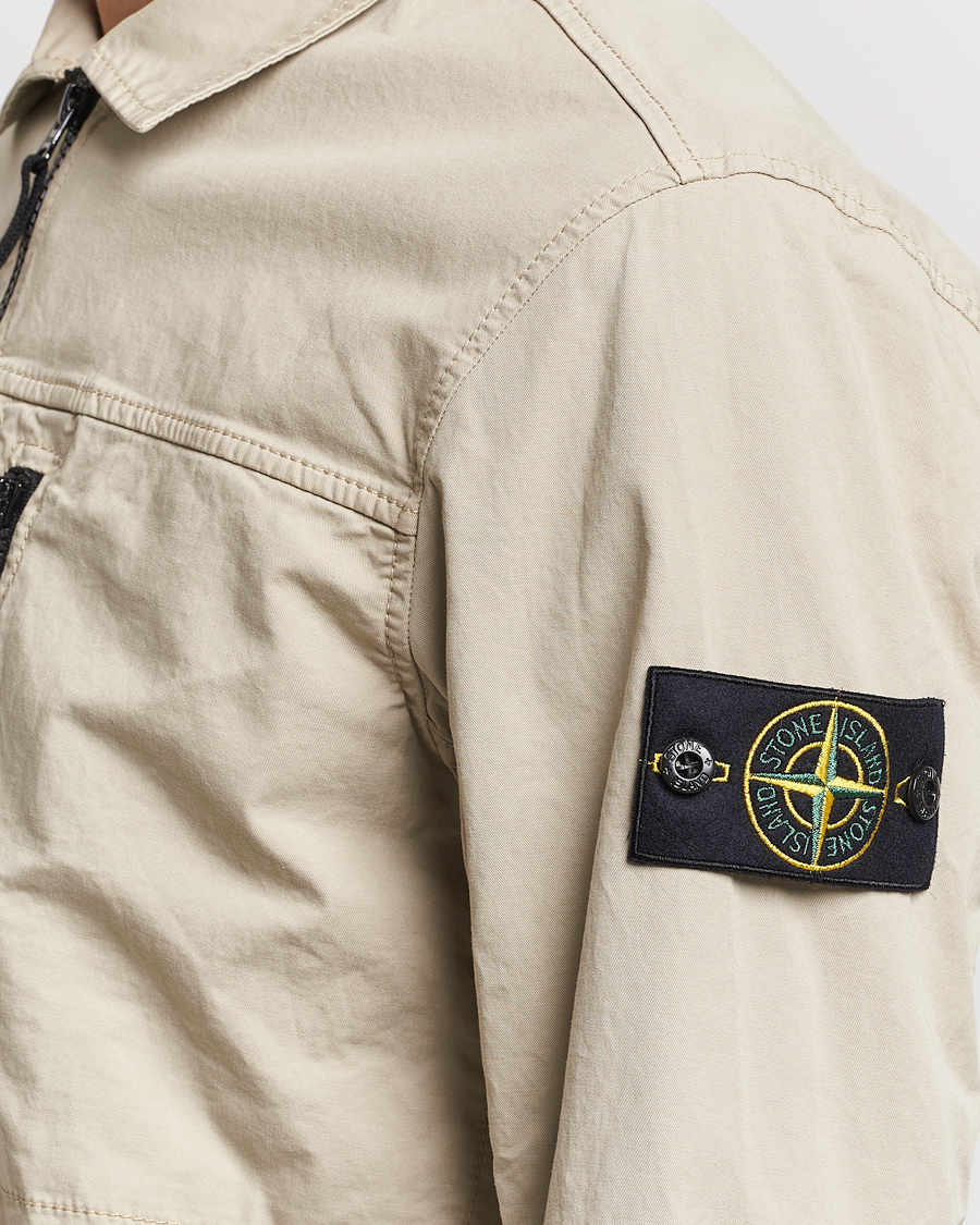 Uomini | Camicie | Stone Island | Cotton Twill Stretch Zip Overshirt Sand