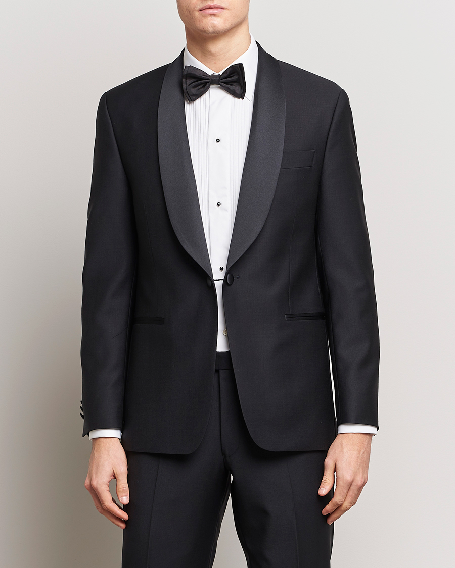 Uomini | Giacche da smoking | Oscar Jacobson | Figaro Wool Tuxedo Blazer Black