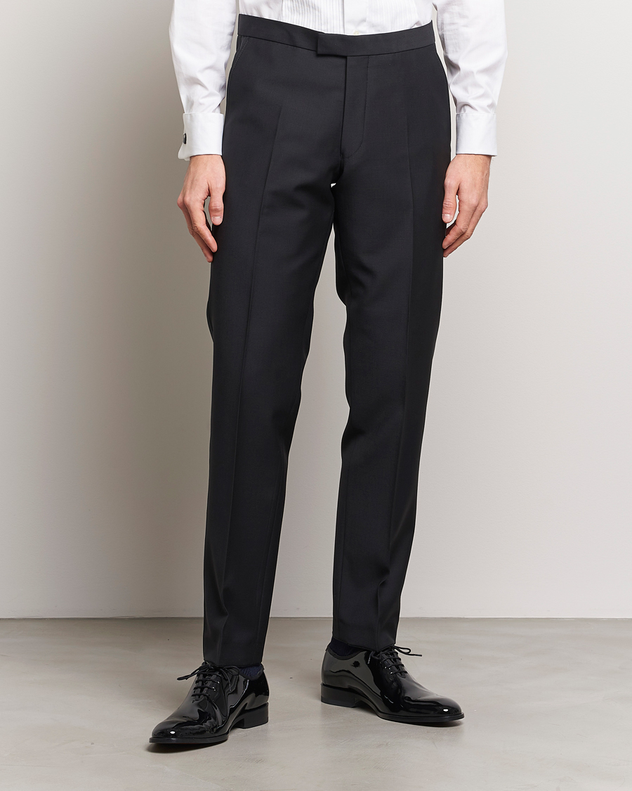 Uomini | Celebra il nuovo anno con stile | Oscar Jacobson | Denz Straight Wool Tuxedo Trousers Black