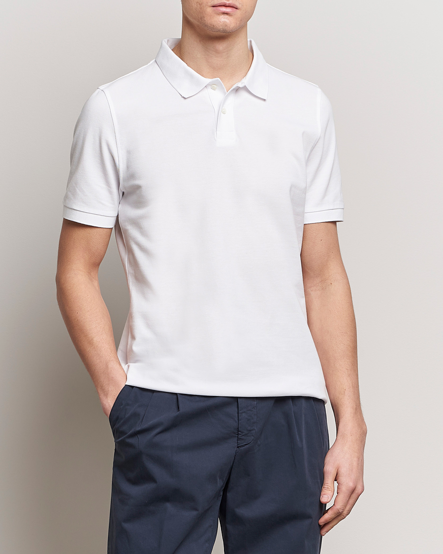 Uomini | 50% di sconto | Stenströms | Organic Cotton Piquet Polo Shirt White