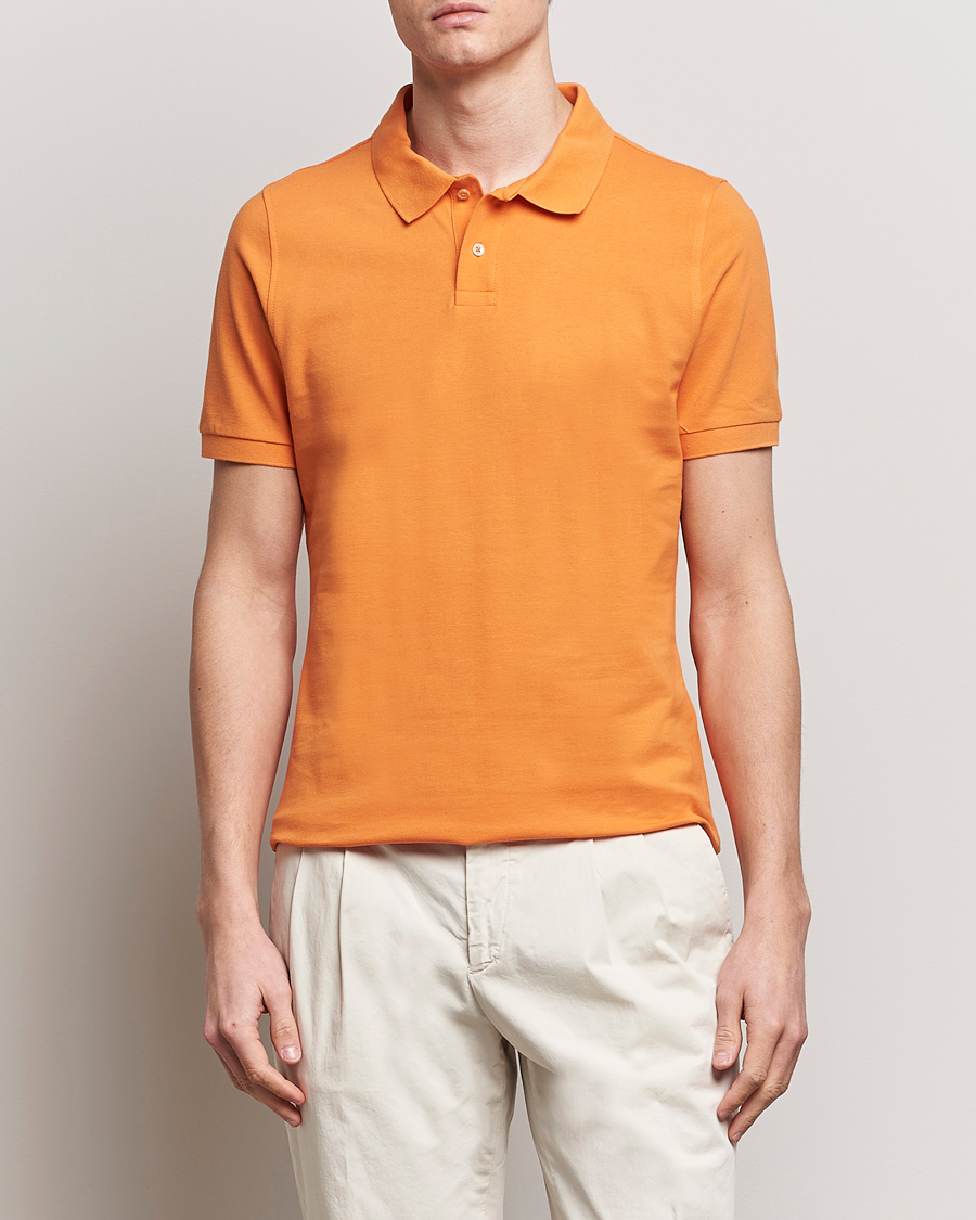 Uomini |  | Stenströms | Organic Cotton Piquet Polo Shirt Orange