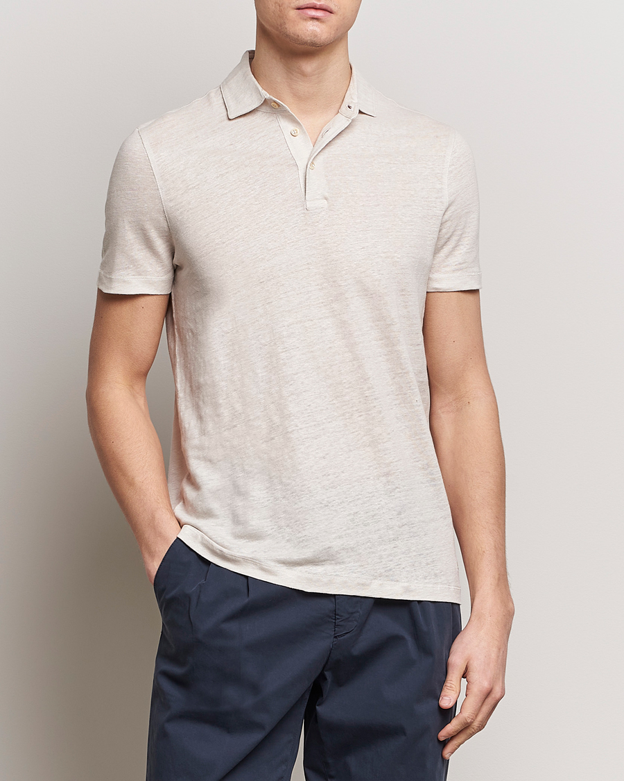 Uomini |  | Stenströms | Linen Polo Shirt Beige