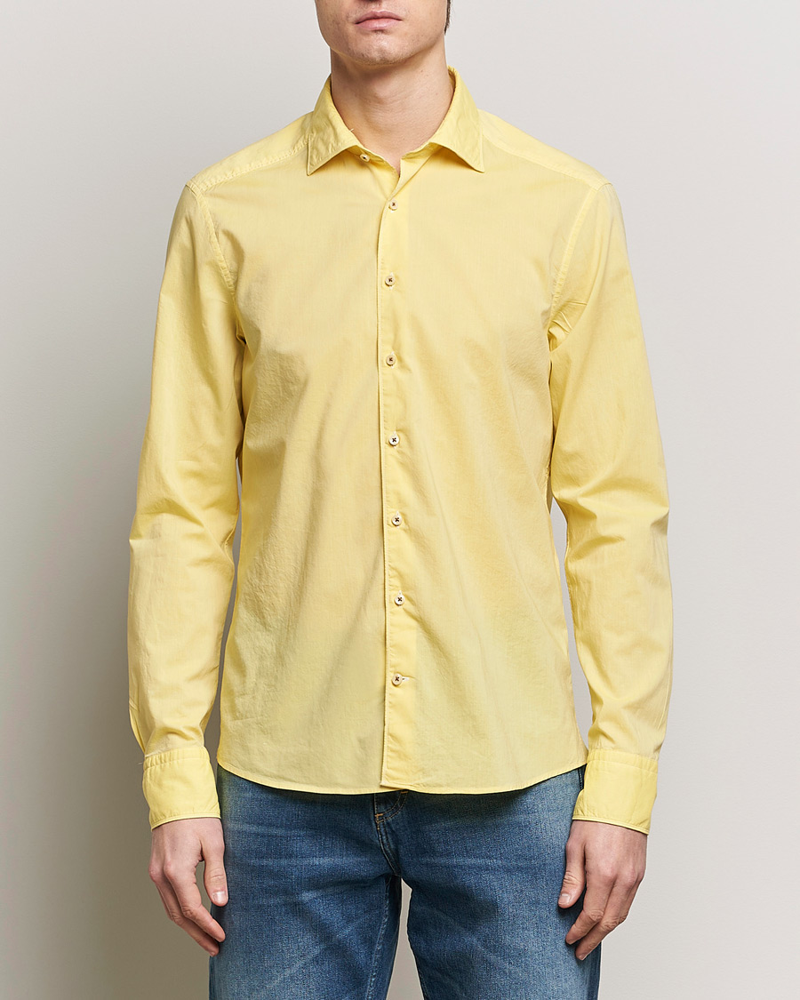 Uomini |  | Stenströms | Slimline Washed Summer Poplin Shirt Yellow