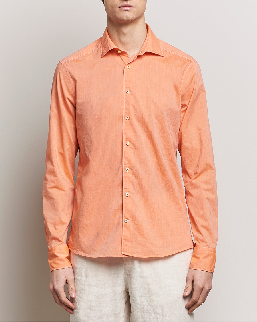 Uomini |  | Stenströms | Slimline Washed Summer Poplin Shirt Orange