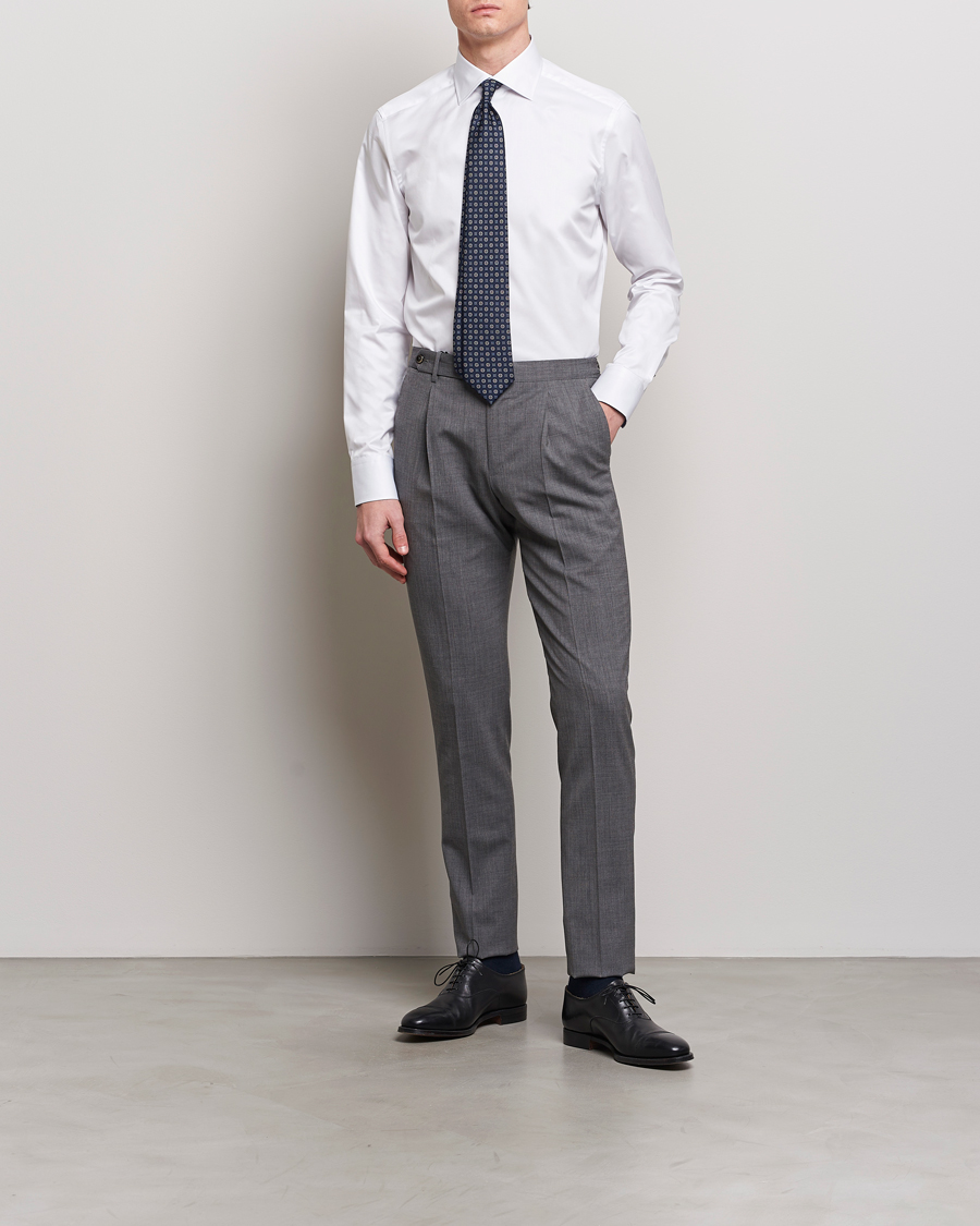 Uomini | Vendita | Stenströms | Slimline Cut Away Contrast Shirt White